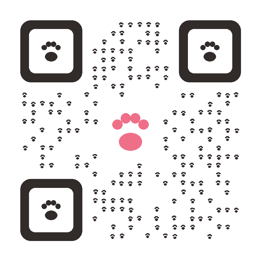 Diseño decorativo tipo QR hecho con huellitas de perro